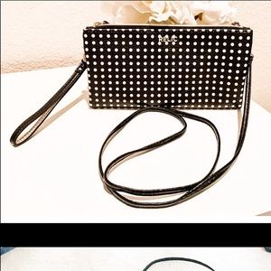 Relic Black and White Polka Dot Wristlet Crossbody Purse